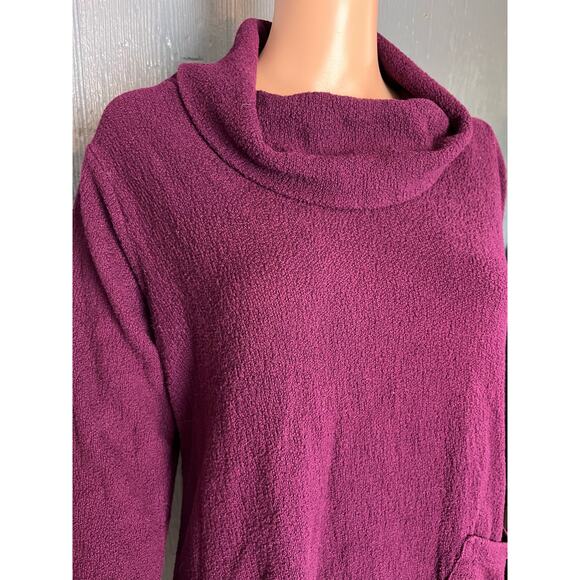 Margaret Winters Burgundy Cowl Neck Sweater XS Oversized Lagenlook Crunchy Luxe - Picture 2 of 6